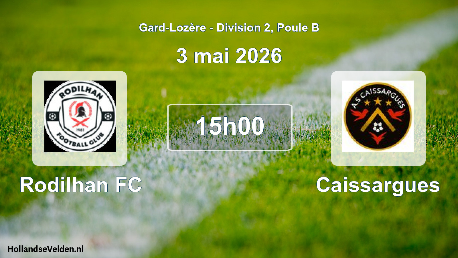 Match programmé: Rodilhan FC - Caissargues (3 mai 2026)
