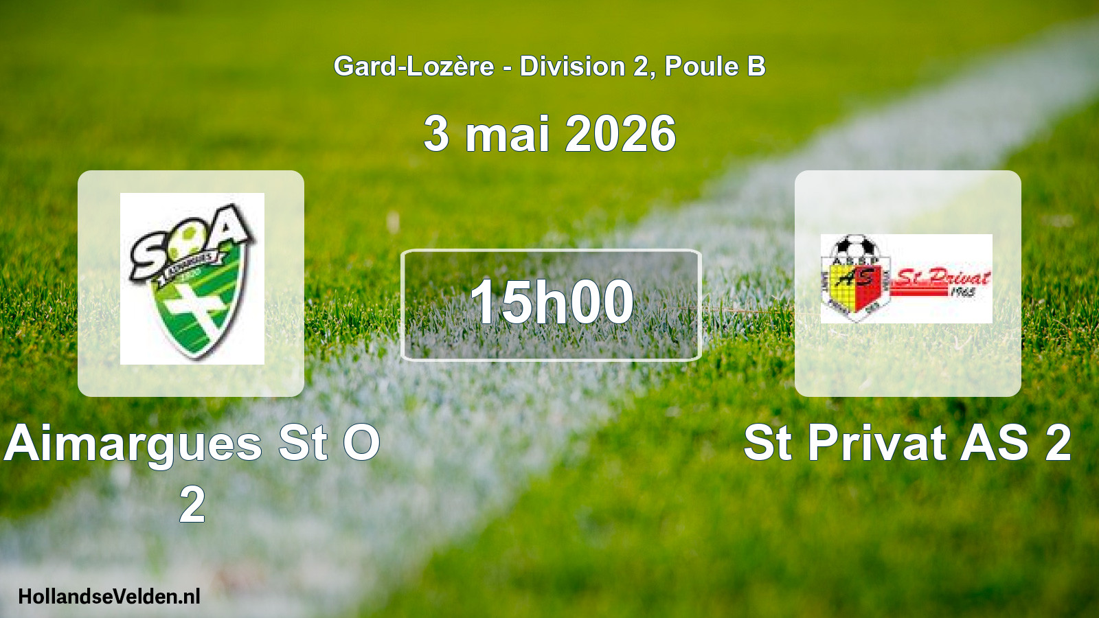 Match programmé: Aimargues St O 2 - St Privat AS 2 (3 mai 2026)