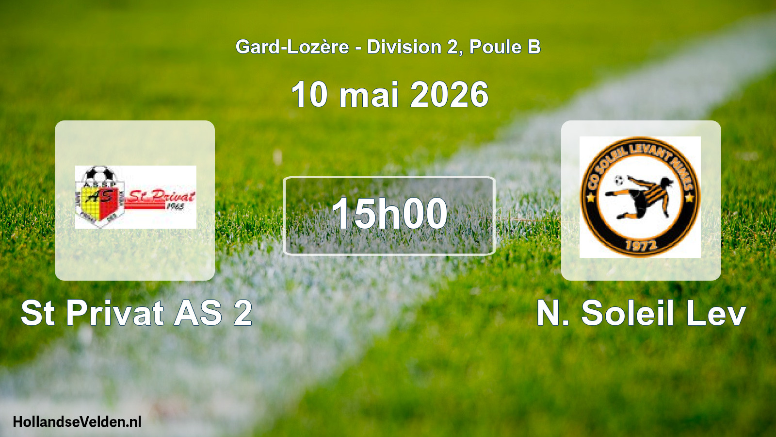 Match programmé: St Privat AS 2 - N. Soleil Lev (10 mai 2026)