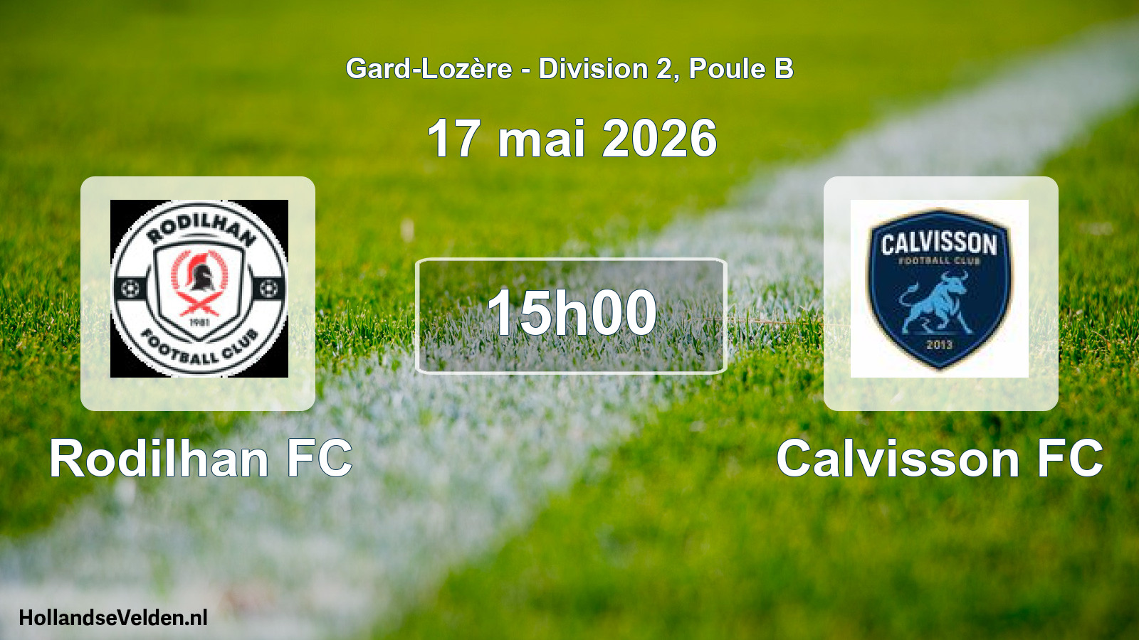 Match programmé: Rodilhan FC - Calvisson FC (17 mai 2026)
