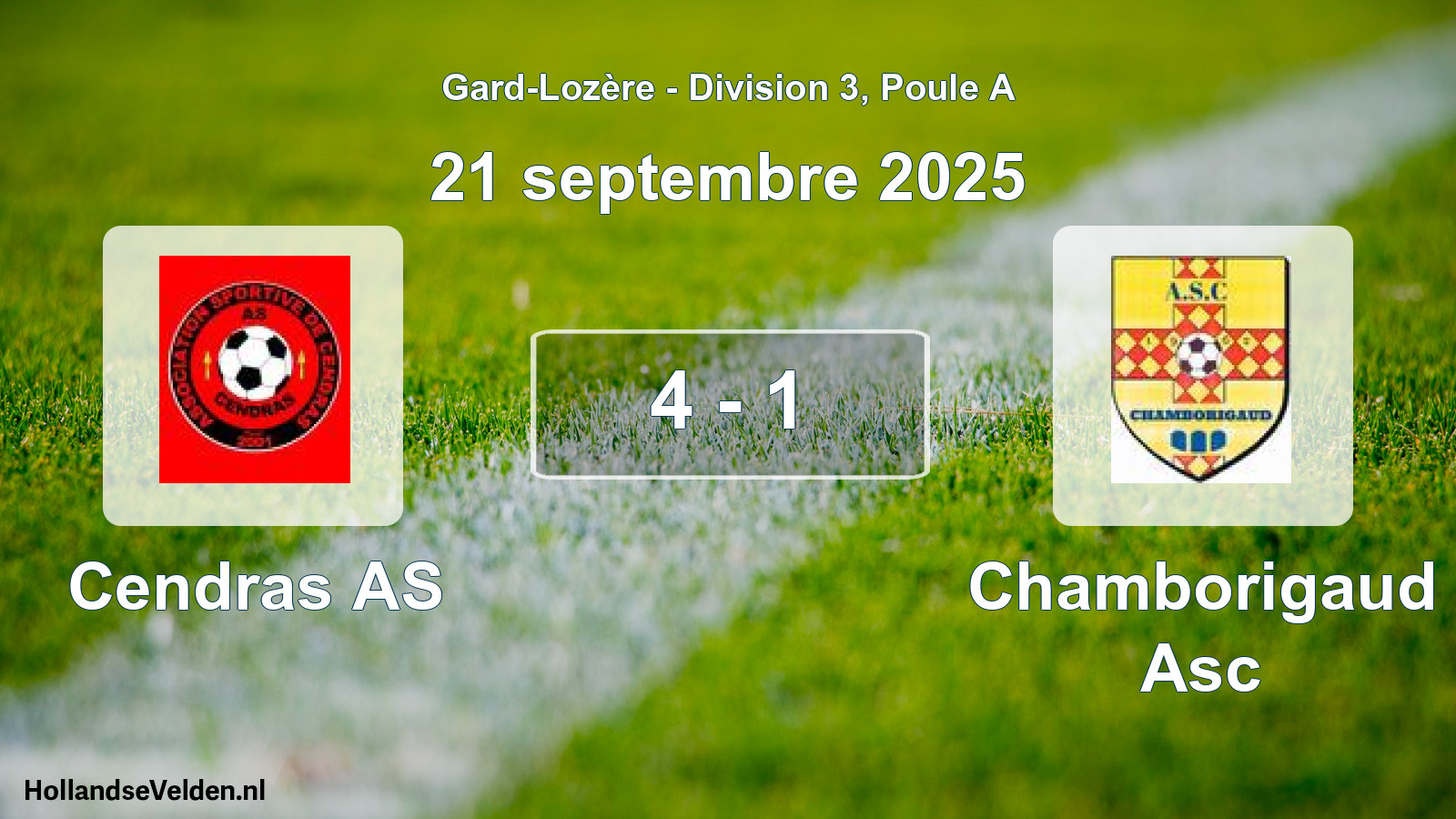 Match joué: Cendras AS - Chamborigaud Asc 4 - 1 (21 septembre 2025)