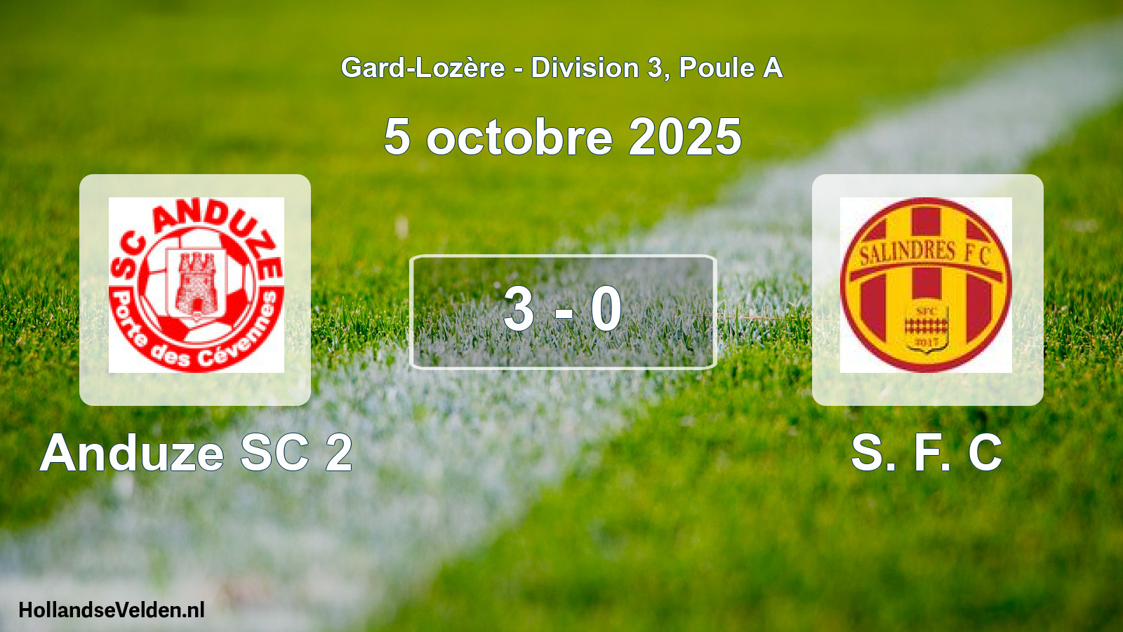 Total number of matches played: Anduze SC 2 - S. F. C 3 - 0 (5 October 2025)