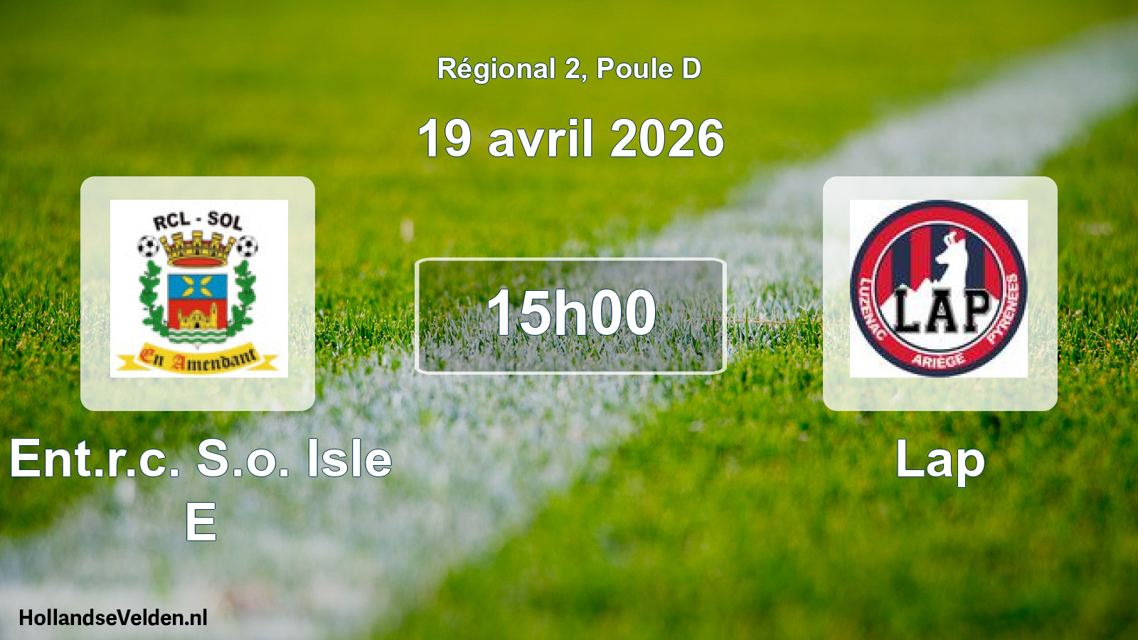 Geplande wedstrijd: Ent.r.c. S.o. Isle E - Lap (19 april 2026)
