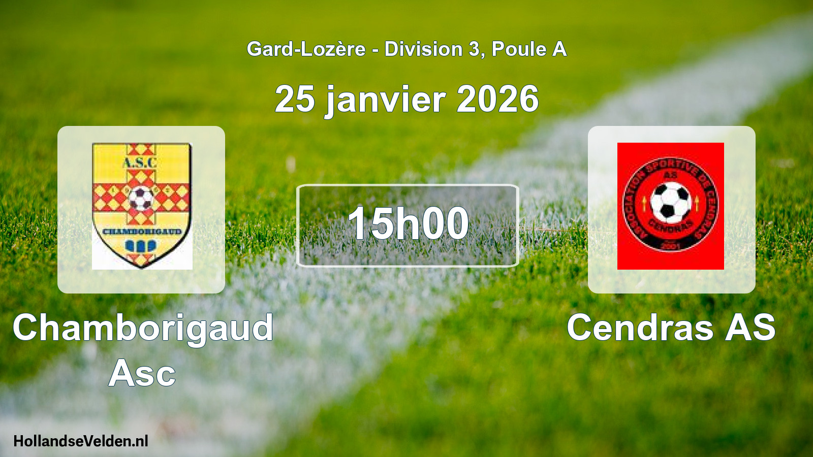 Match programmé: Chamborigaud Asc - Cendras AS (25 janvier 2026)