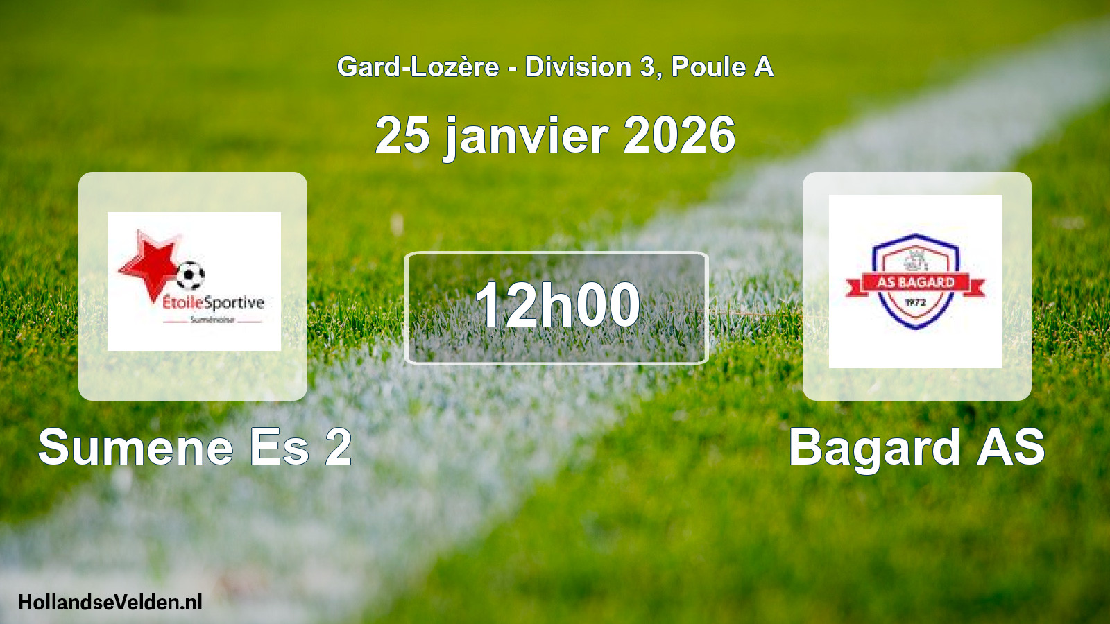Match programmé: Sumene Es 2 - Bagard AS (25 janvier 2026)