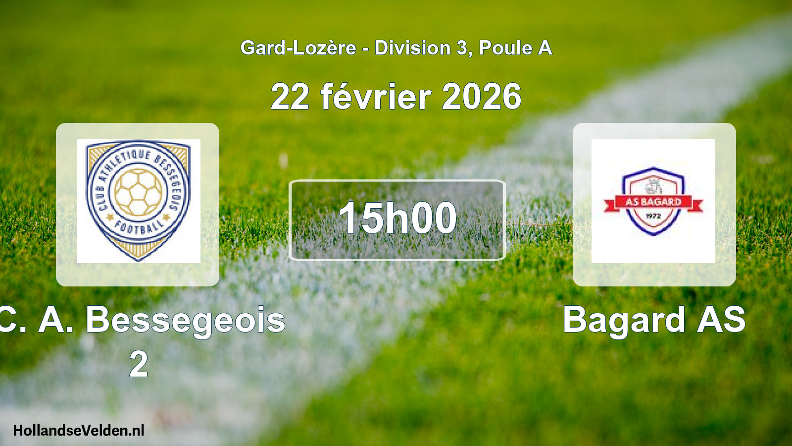 Match programmé: C. A. Bessegeois 2 - Bagard AS (22 février 2026)