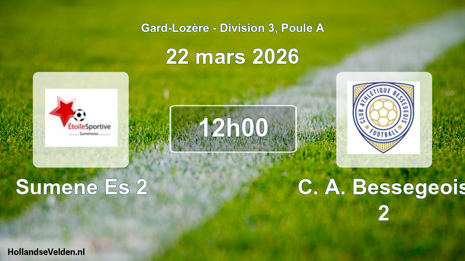 Geplande wedstrijd: Sumene Es 2 - C. A. Bessegeois 2 (22 maart 2026)