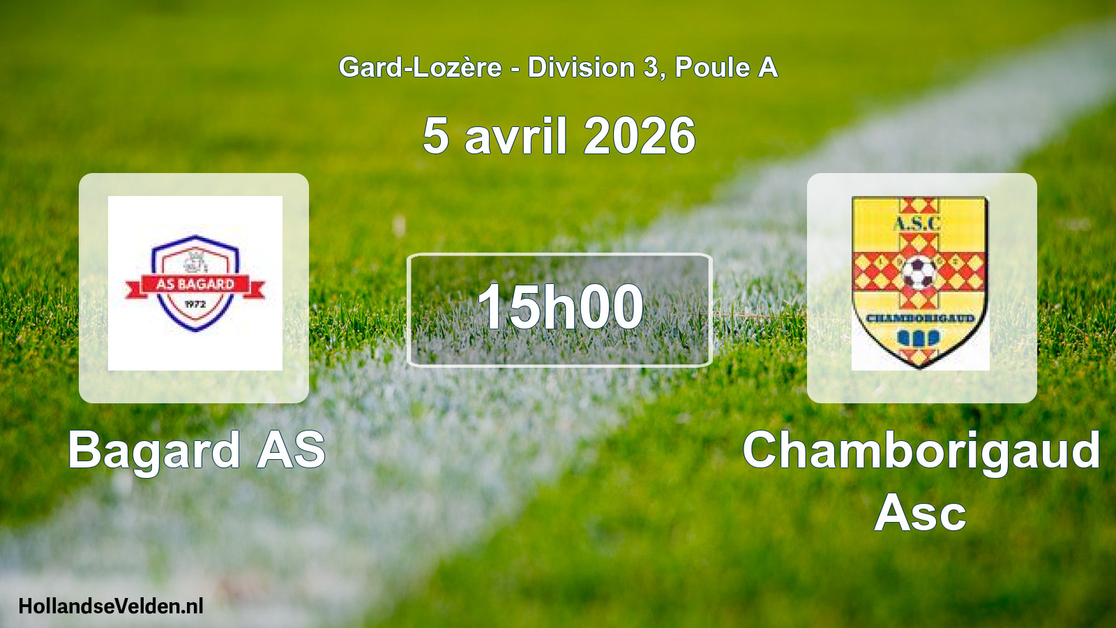 Match programmé: Bagard AS - Chamborigaud Asc (5 avril 2026)