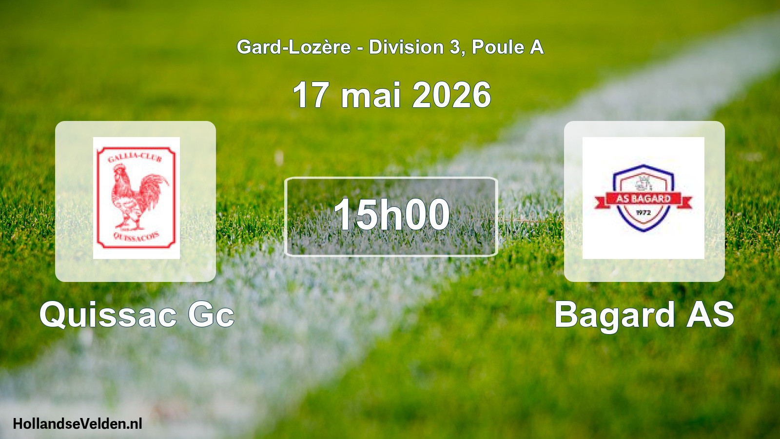 Match programmé: Quissac Gc - Bagard AS (17 mai 2026)