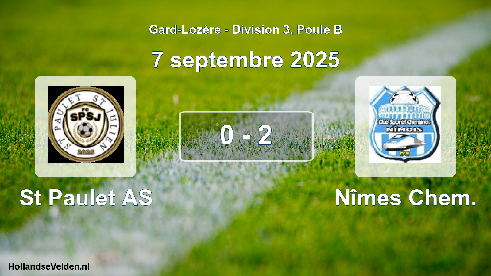 Total number of matches played: St Paulet AS - Nîmes Chem. 0 - 2 (7 September 2025)