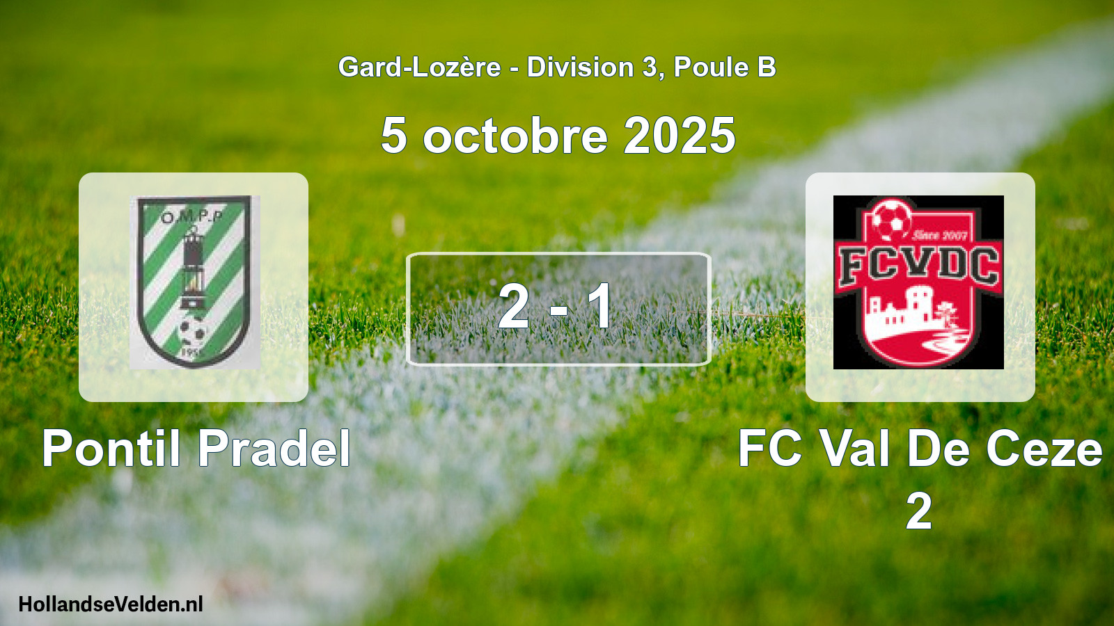 Match joué: Pontil Pradel - FC Val De Ceze 2 2 - 1 (5 octobre 2025)