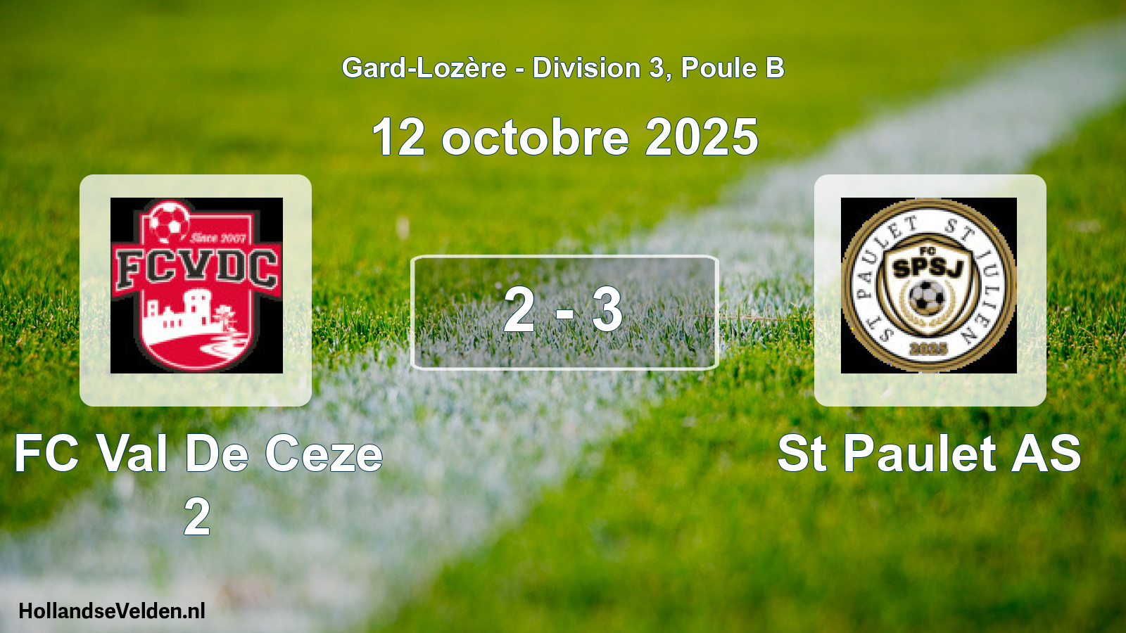Match joué: FC Val De Ceze 2 - St Paulet AS 2 - 3 (12 octobre 2025)