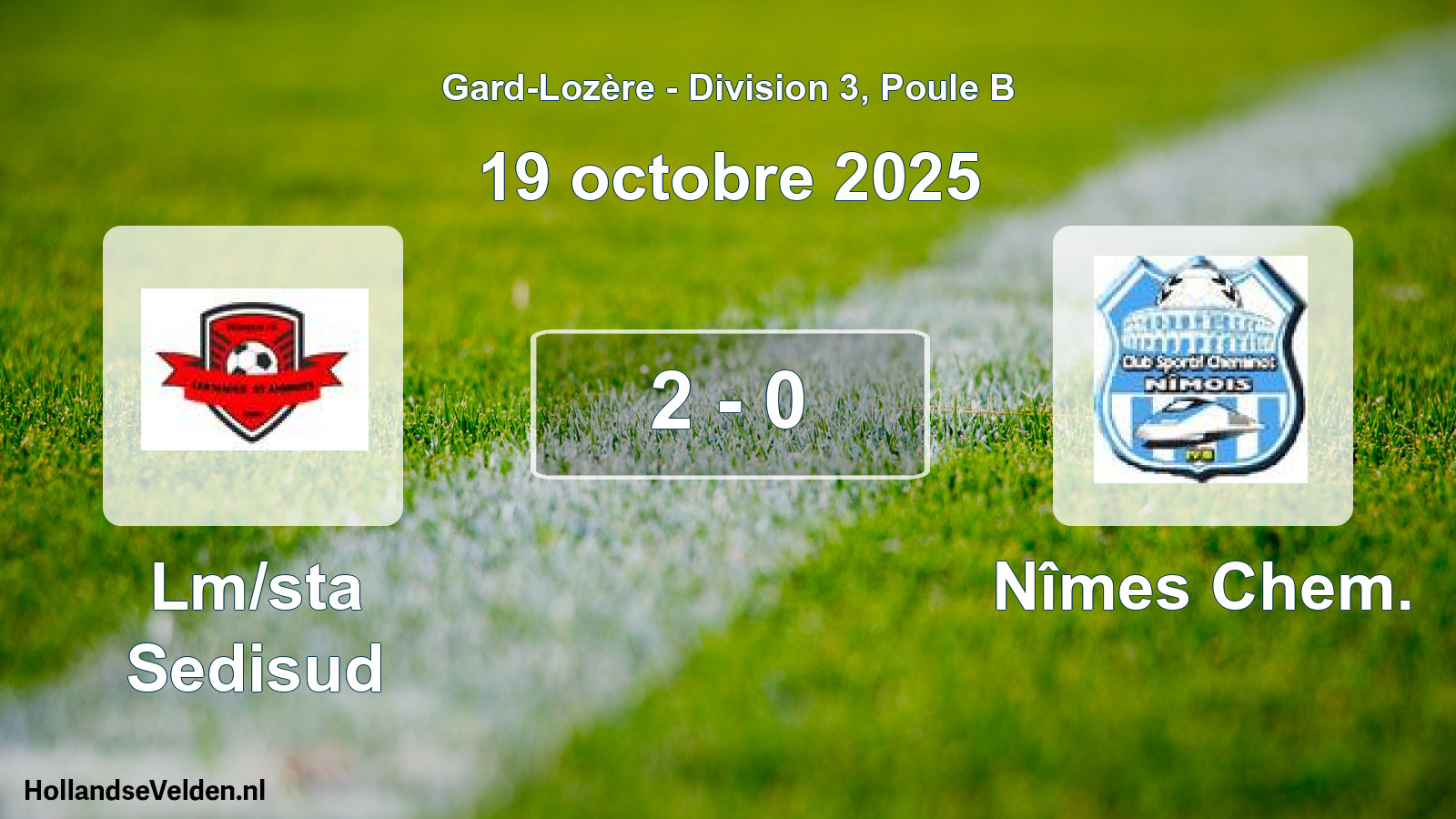 Gespeelde wedstrijd: Lm/sta Sedisud - Nîmes Chem. 2 - 0 (19 oktober 2025)
