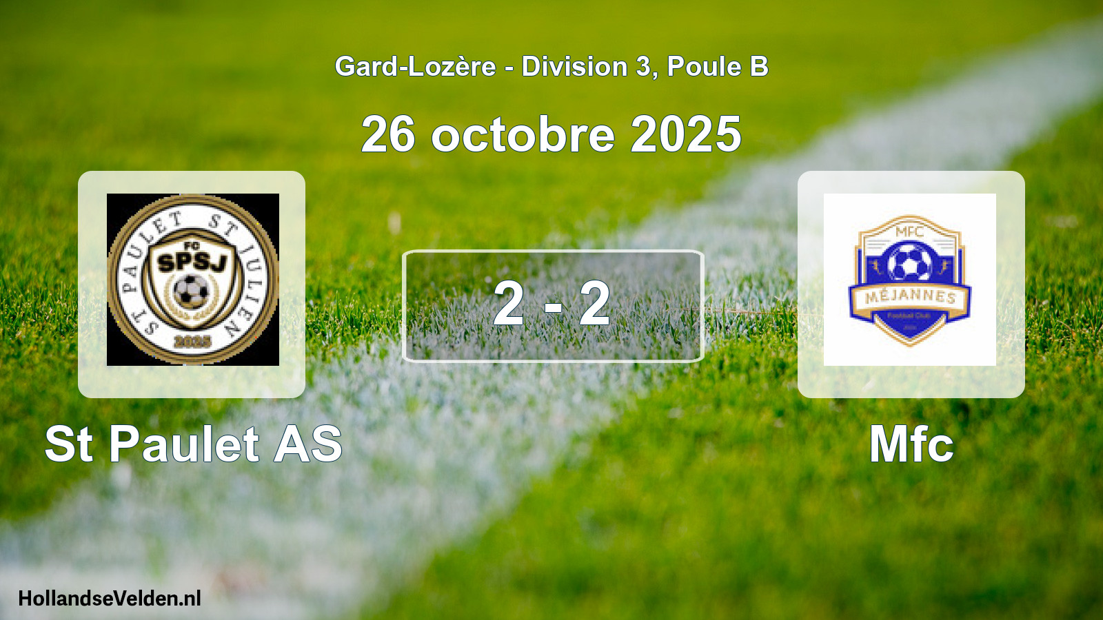 Gespeelde wedstrijd: St Paulet AS - Mfc 2 - 2 (26 oktober 2025)