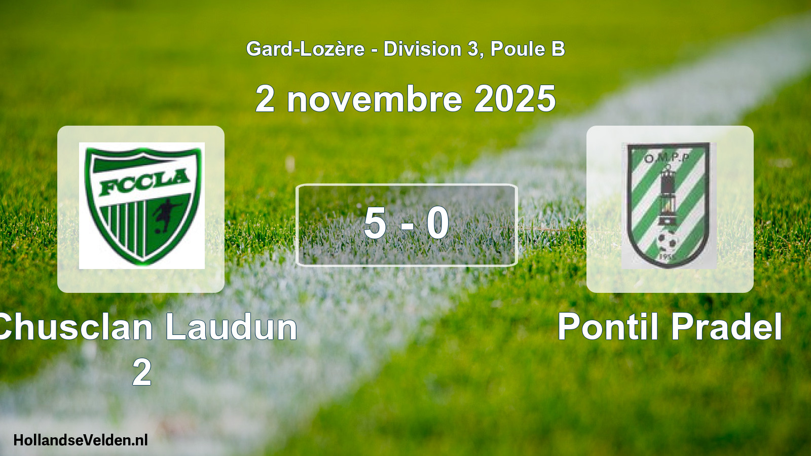 Match joué: Chusclan Laudun 2 - Pontil Pradel 5 - 0 (2 novembre 2025)