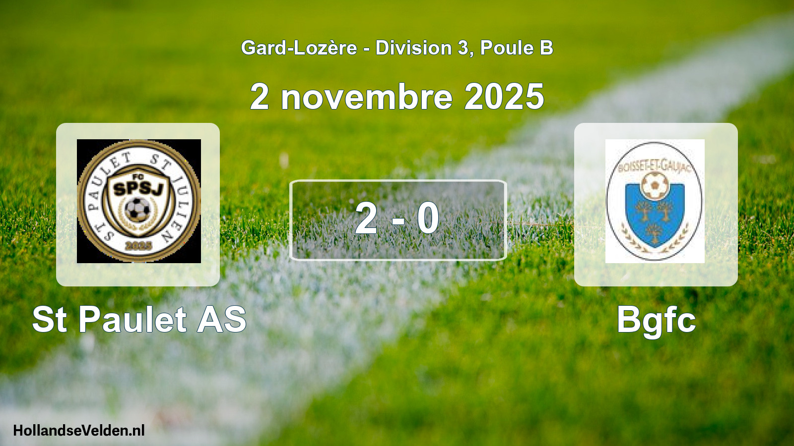 Match joué: St Paulet AS - Bgfc 2 - 0 (2 novembre 2025)