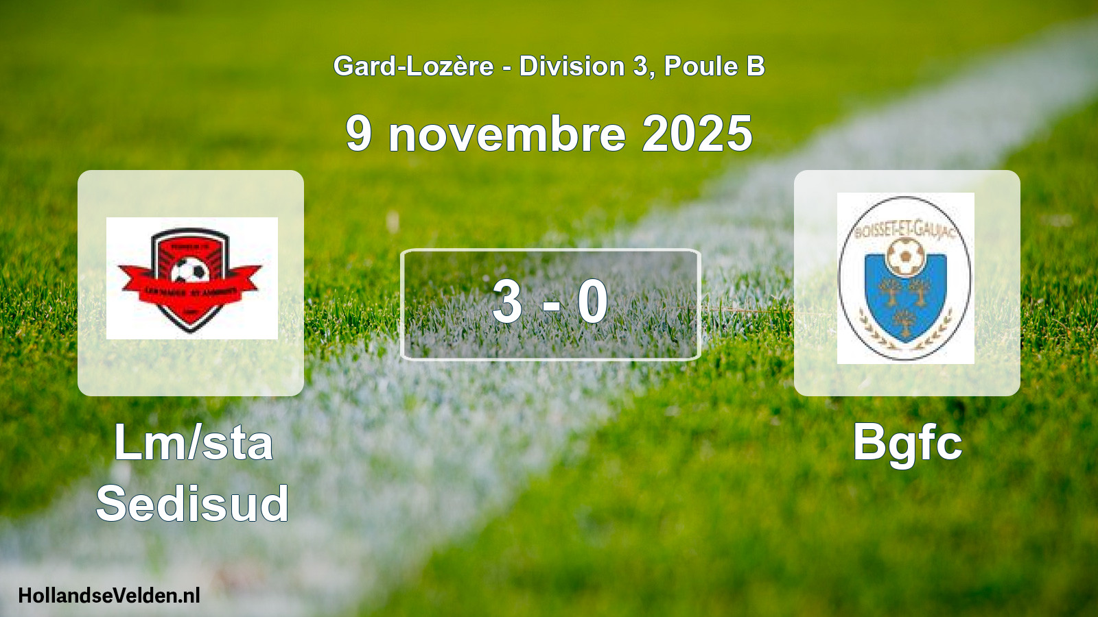 Match joué: Lm/sta Sedisud - Bgfc 3 - 0 (9 novembre 2025)