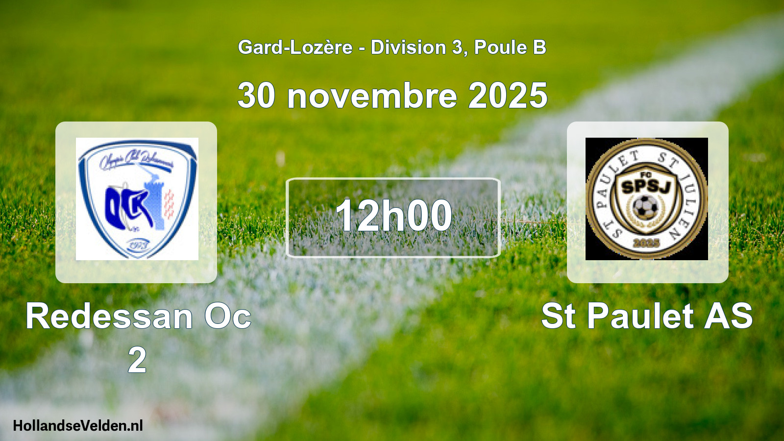 Geplande wedstrijd: Redessan Oc 2 - St Paulet AS (30 november 2025)