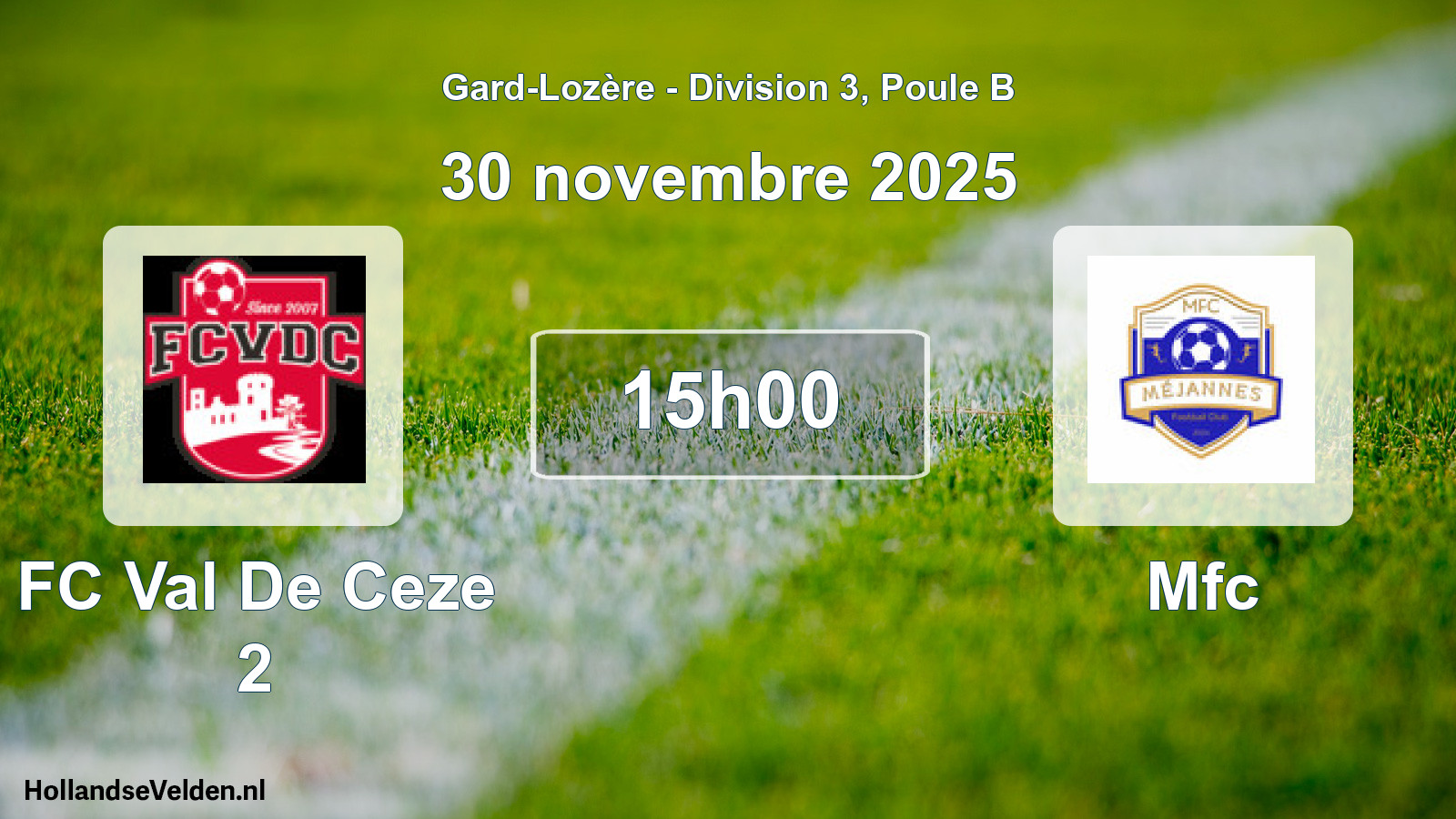 Match programmé: FC Val De Ceze 2 - Mfc (30 novembre 2025)