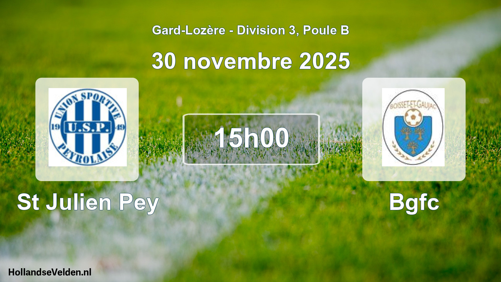 Match programmé: St Julien Pey - Bgfc (30 novembre 2025)