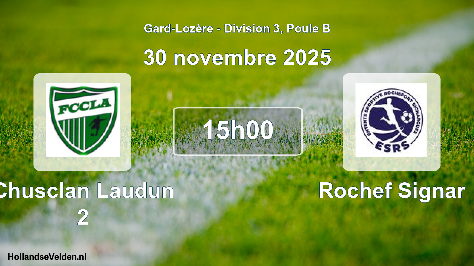 Match programmé: Chusclan Laudun 2 - Rochef Signar (30 novembre 2025)