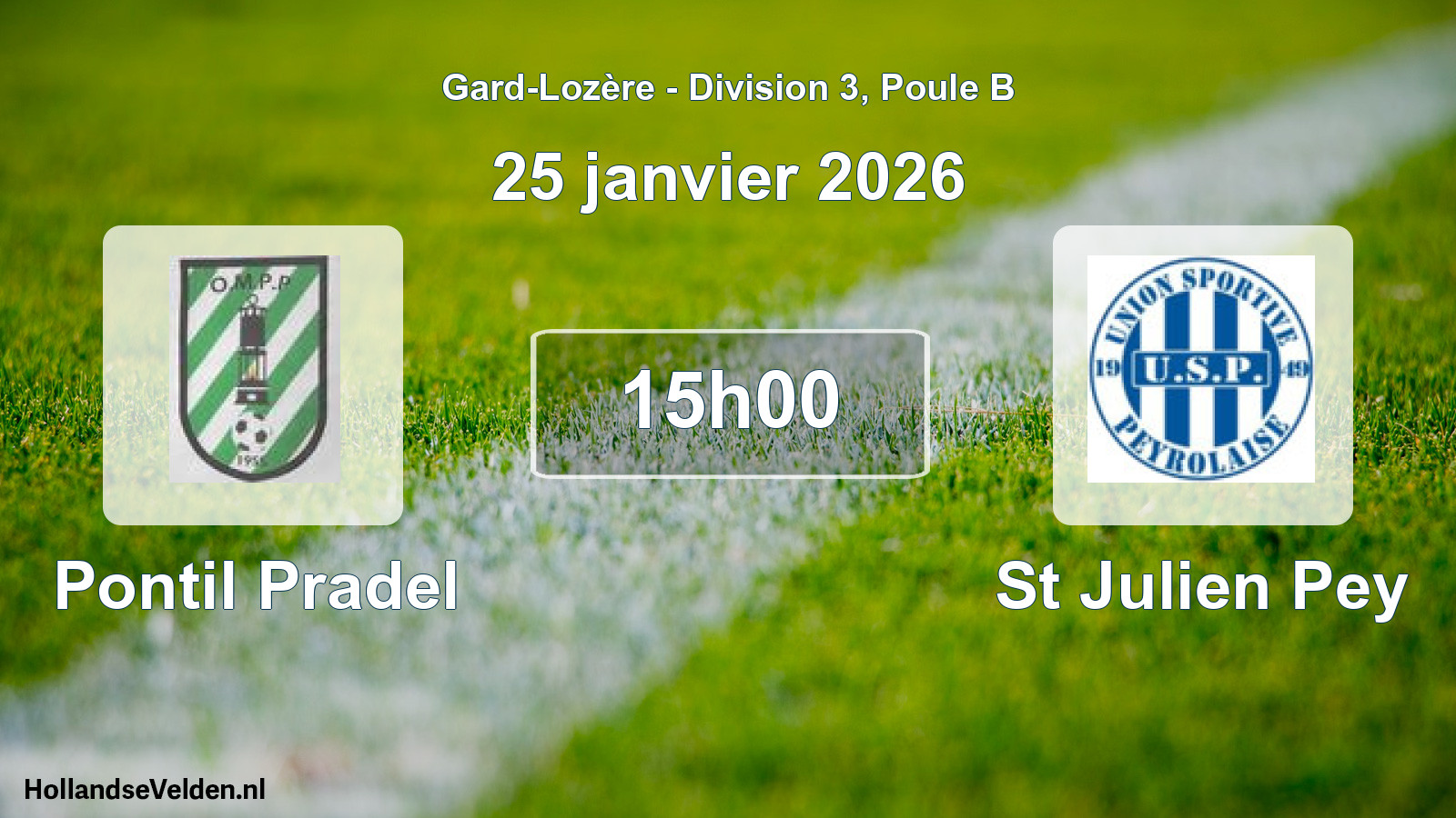 Match programmé: Pontil Pradel - St Julien Pey (25 janvier 2026)