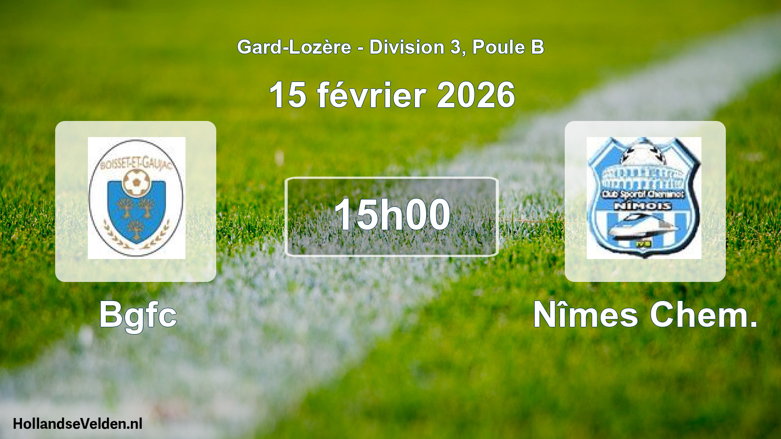 Match programmé: Bgfc - Nîmes Chem. (15 février 2026)