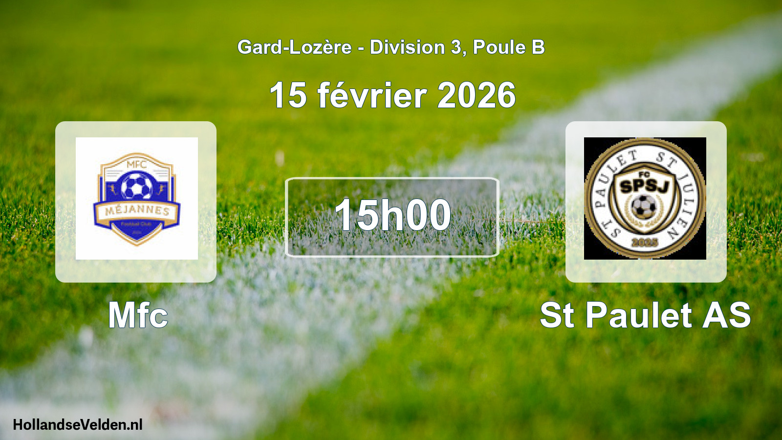 Scheduled Match: Mfc - St Paulet AS (15 February 2026)
