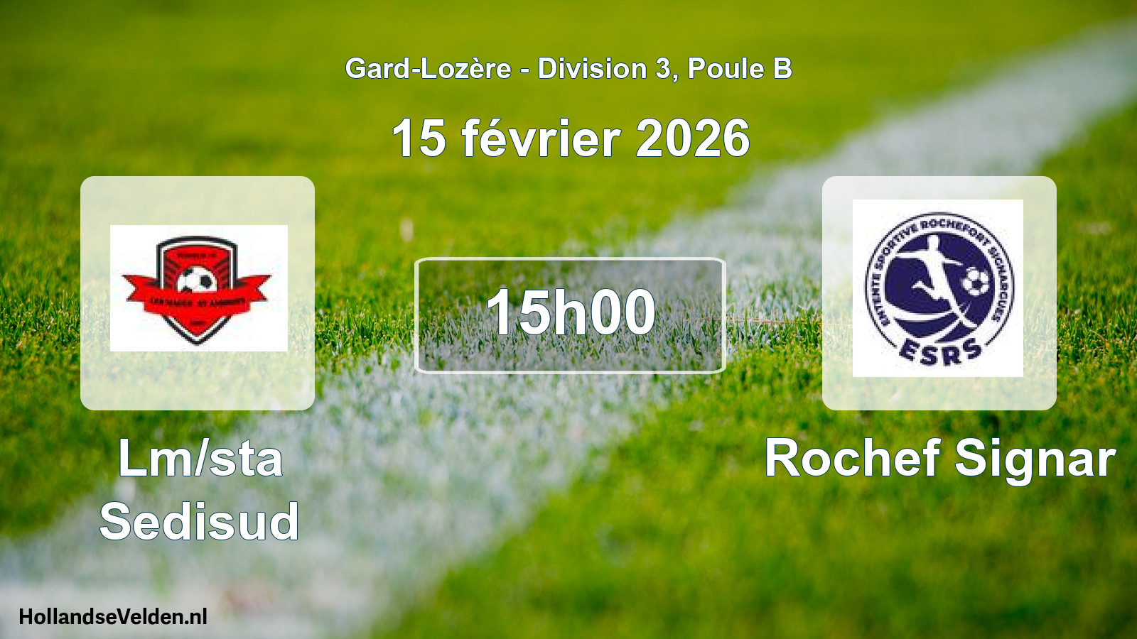 Match programmé: Lm/sta Sedisud - Rochef Signar (15 février 2026)