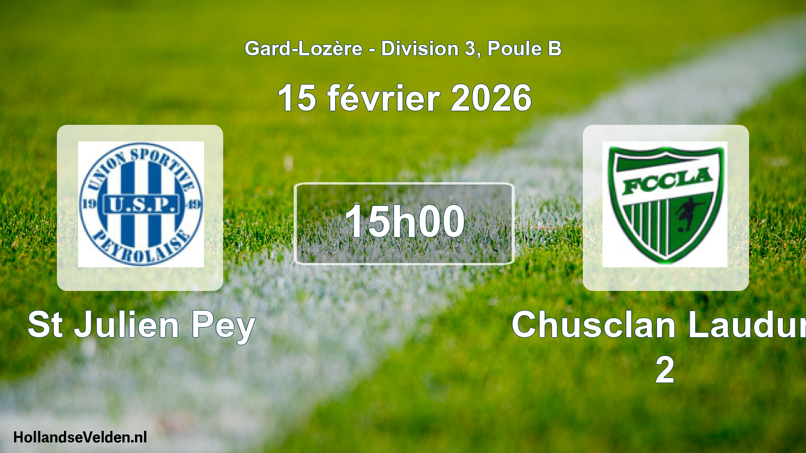 Match programmé: St Julien Pey - Chusclan Laudun 2 (15 février 2026)