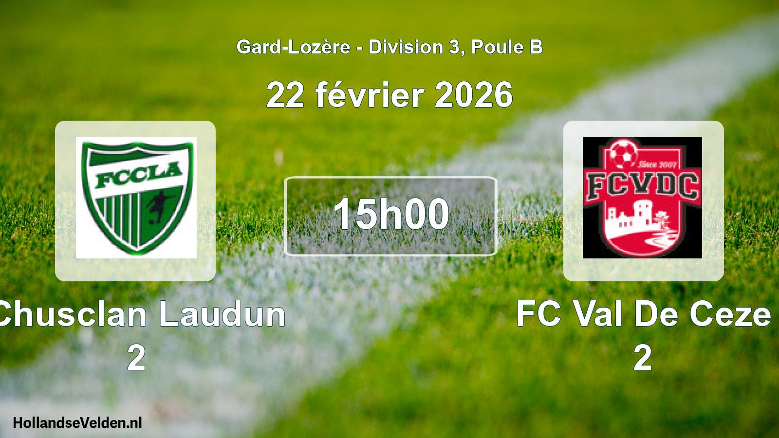Match programmé: Chusclan Laudun 2 - FC Val De Ceze 2 (22 février 2026)