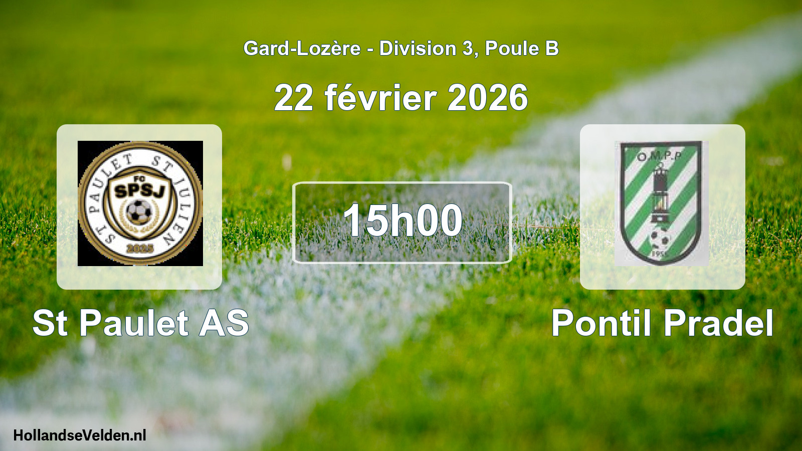 Match programmé: St Paulet AS - Pontil Pradel (22 février 2026)