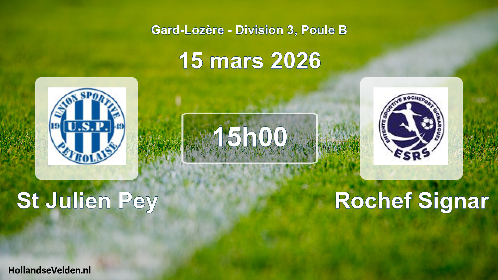 Match programmé: St Julien Pey - Rochef Signar (15 mars 2026)