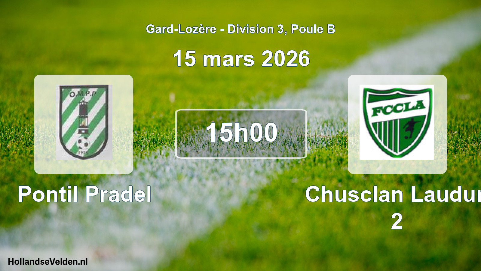 Match programmé: Pontil Pradel - Chusclan Laudun 2 (15 mars 2026)