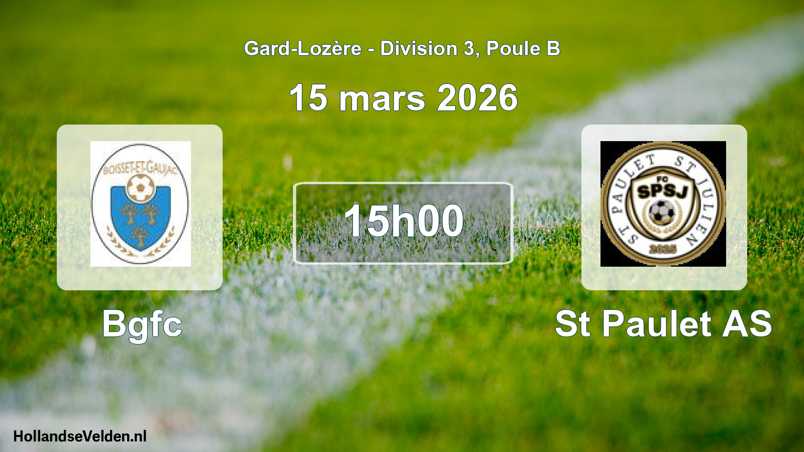 Match programmé: Bgfc - St Paulet AS (15 mars 2026)
