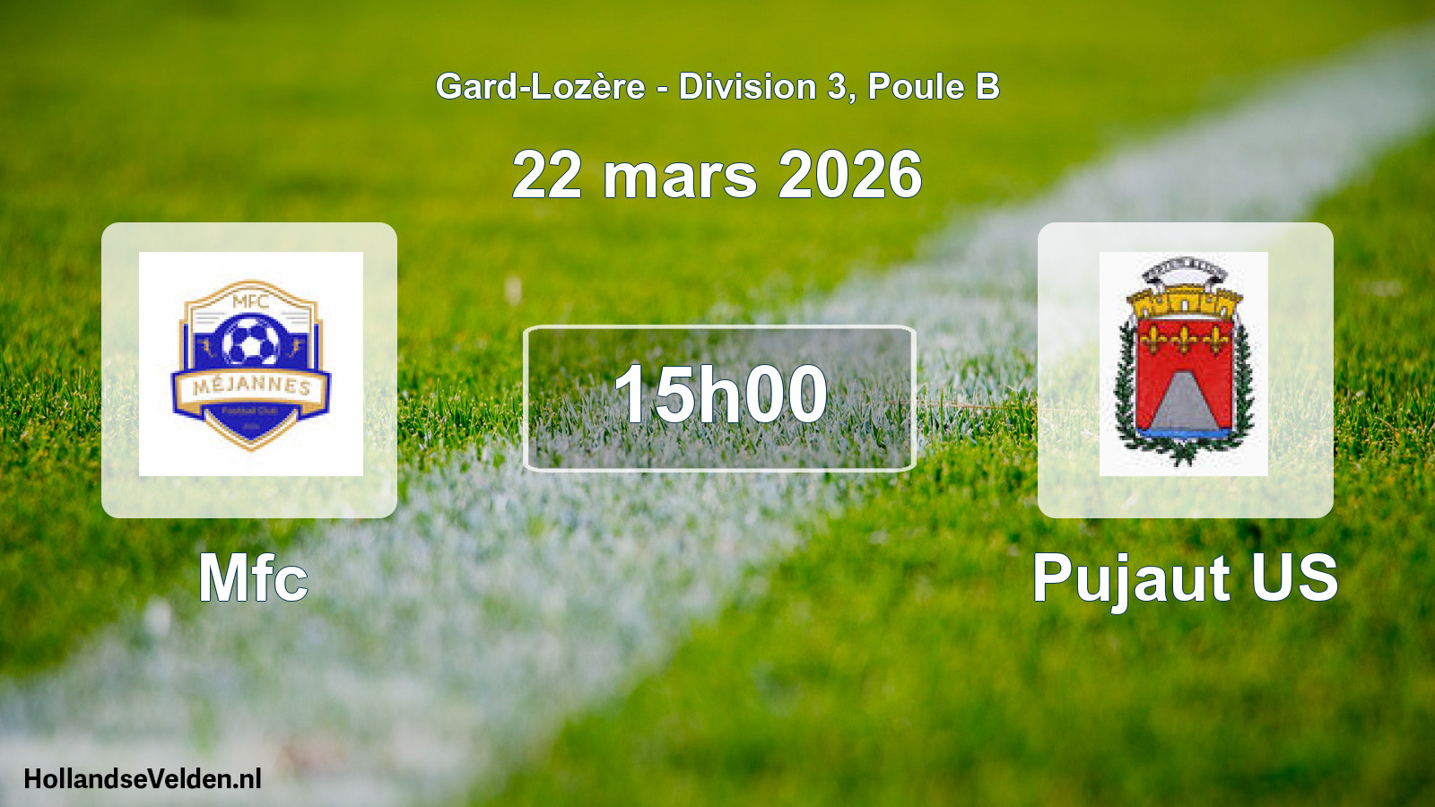 Match programmé: Mfc - Pujaut US (22 mars 2026)