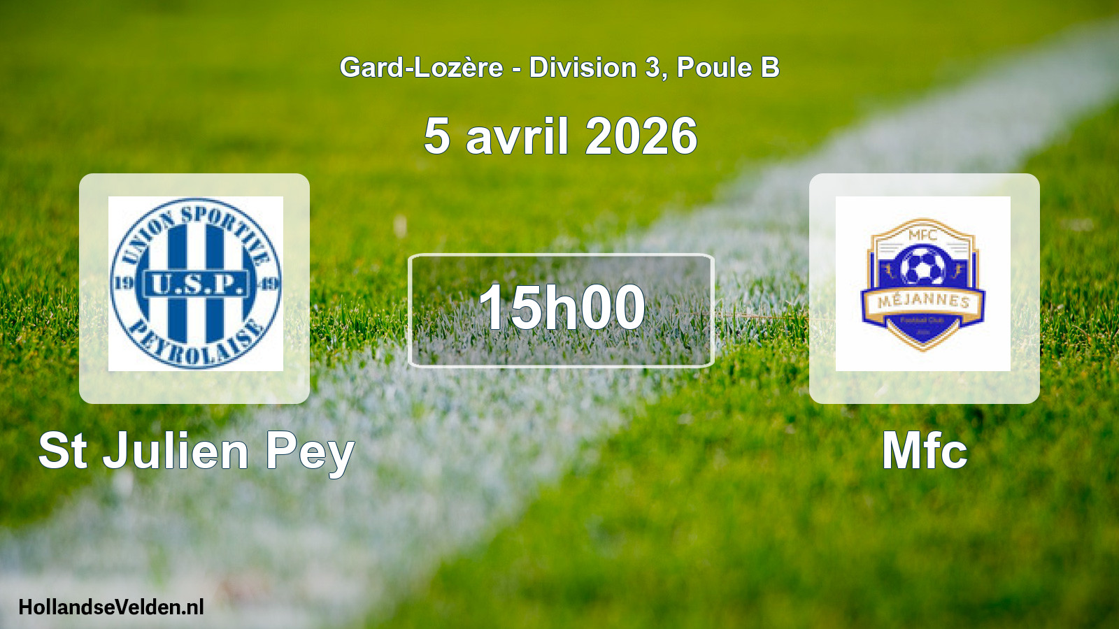 Match programmé: St Julien Pey - Mfc (5 avril 2026)