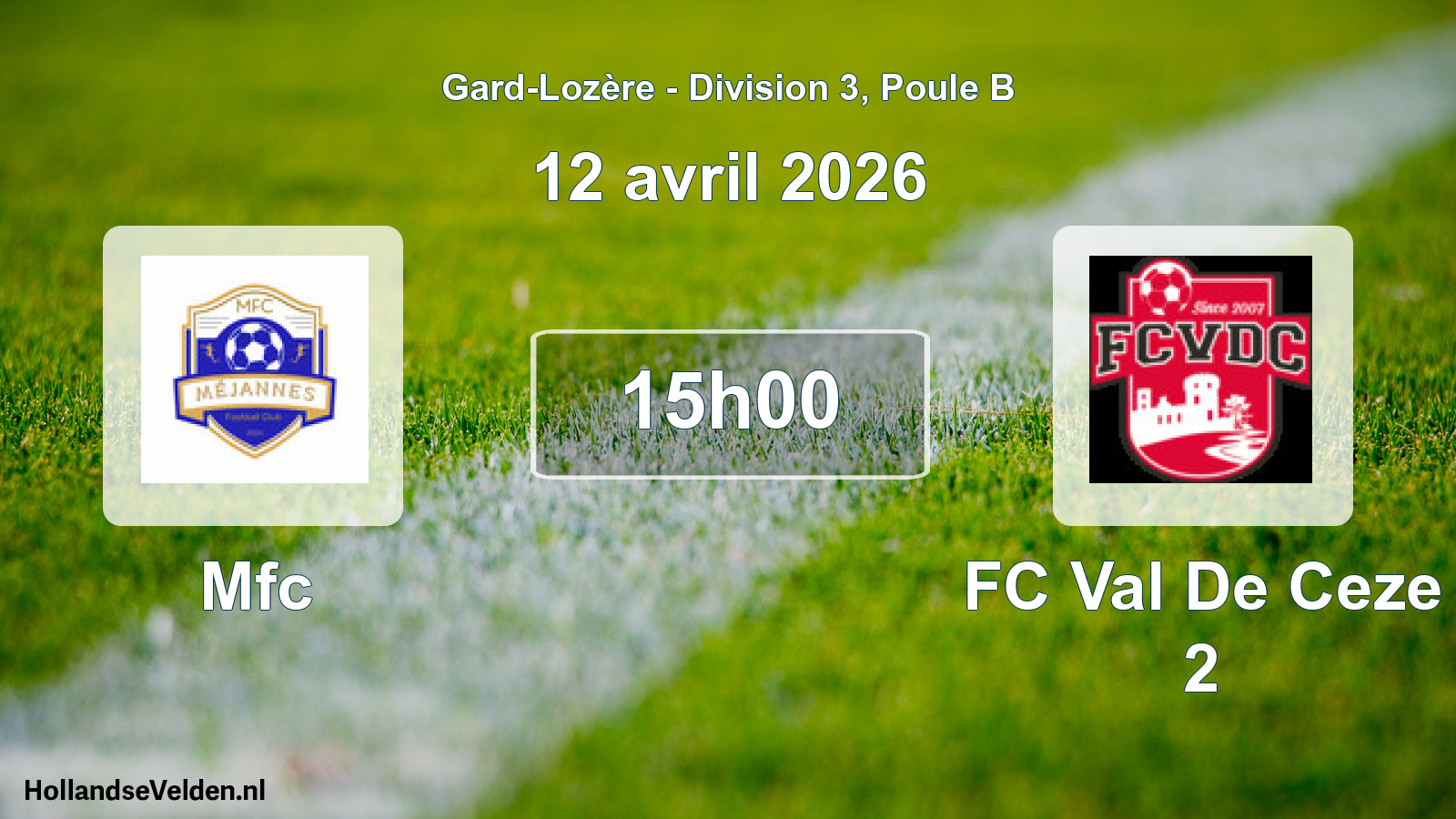 Match programmé: Mfc - FC Val De Ceze 2 (12 avril 2026)