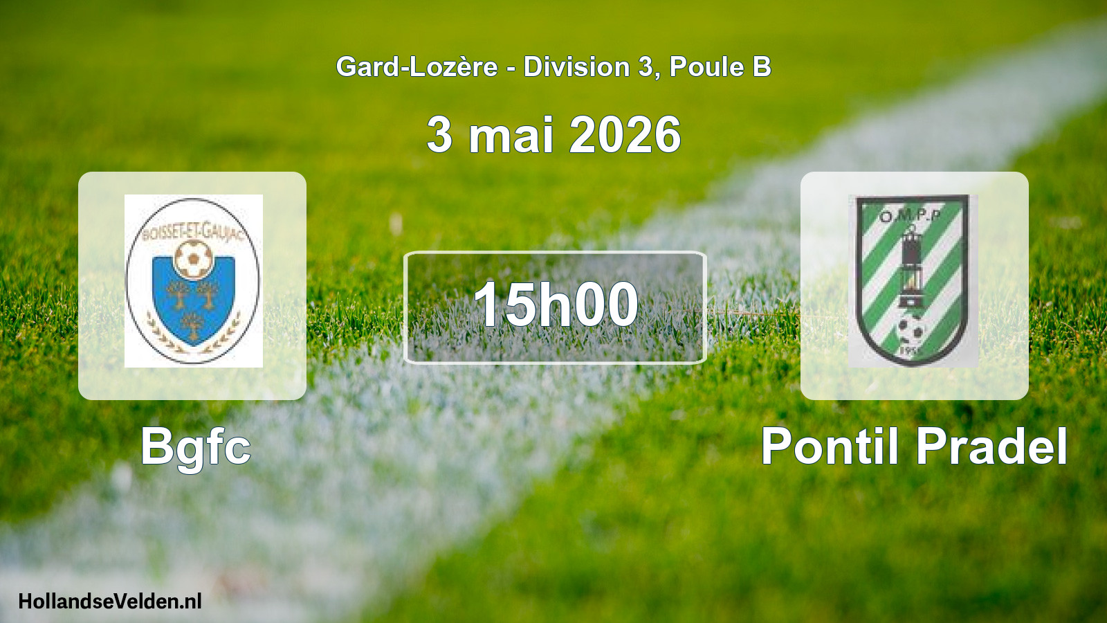 Match programmé: Bgfc - Pontil Pradel (3 mai 2026)