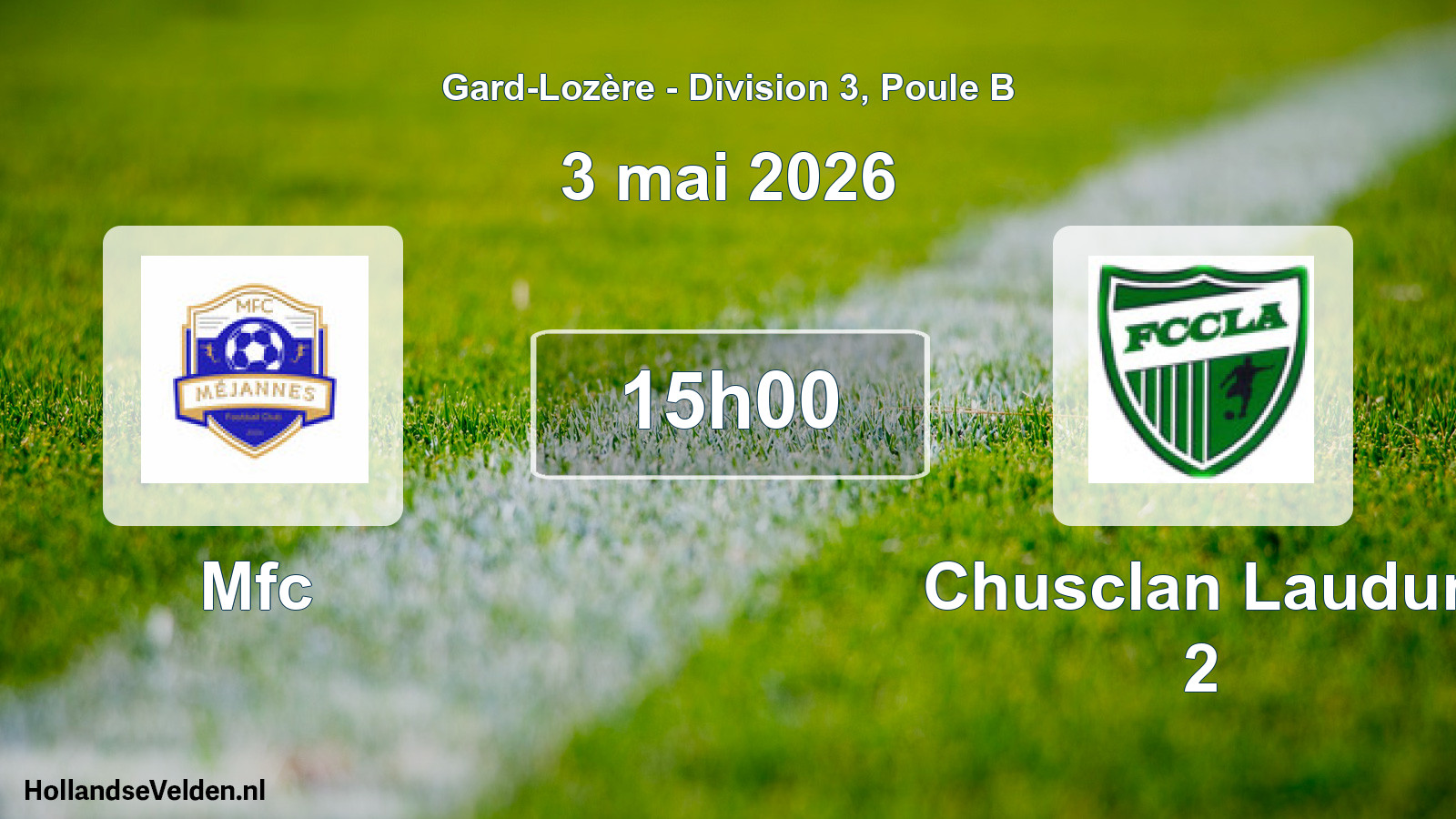 Match programmé: Mfc - Chusclan Laudun 2 (3 mai 2026)