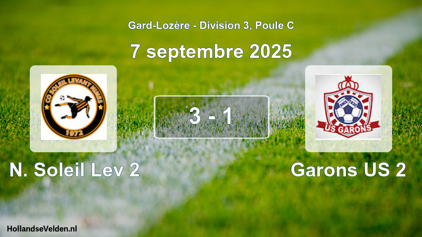 Gespeelde wedstrijd: N. Soleil Lev 2 - Garons US 2 3 - 1 (7 september 2025)