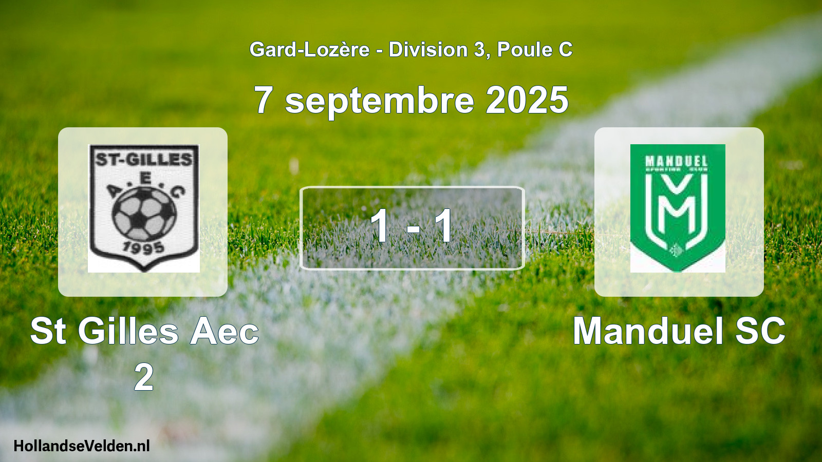 Gespeelde wedstrijd: St Gilles Aec 2 - Manduel SC 1 - 1 (7 september 2025)