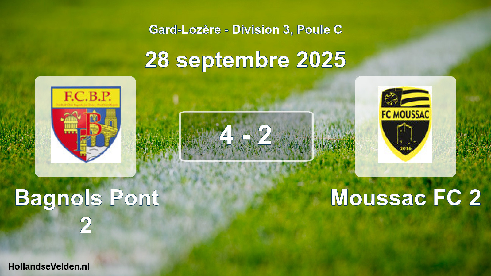 Total number of matches played: Bagnols Pont 2 - Moussac FC 2 4 - 2 (28 September 2025)