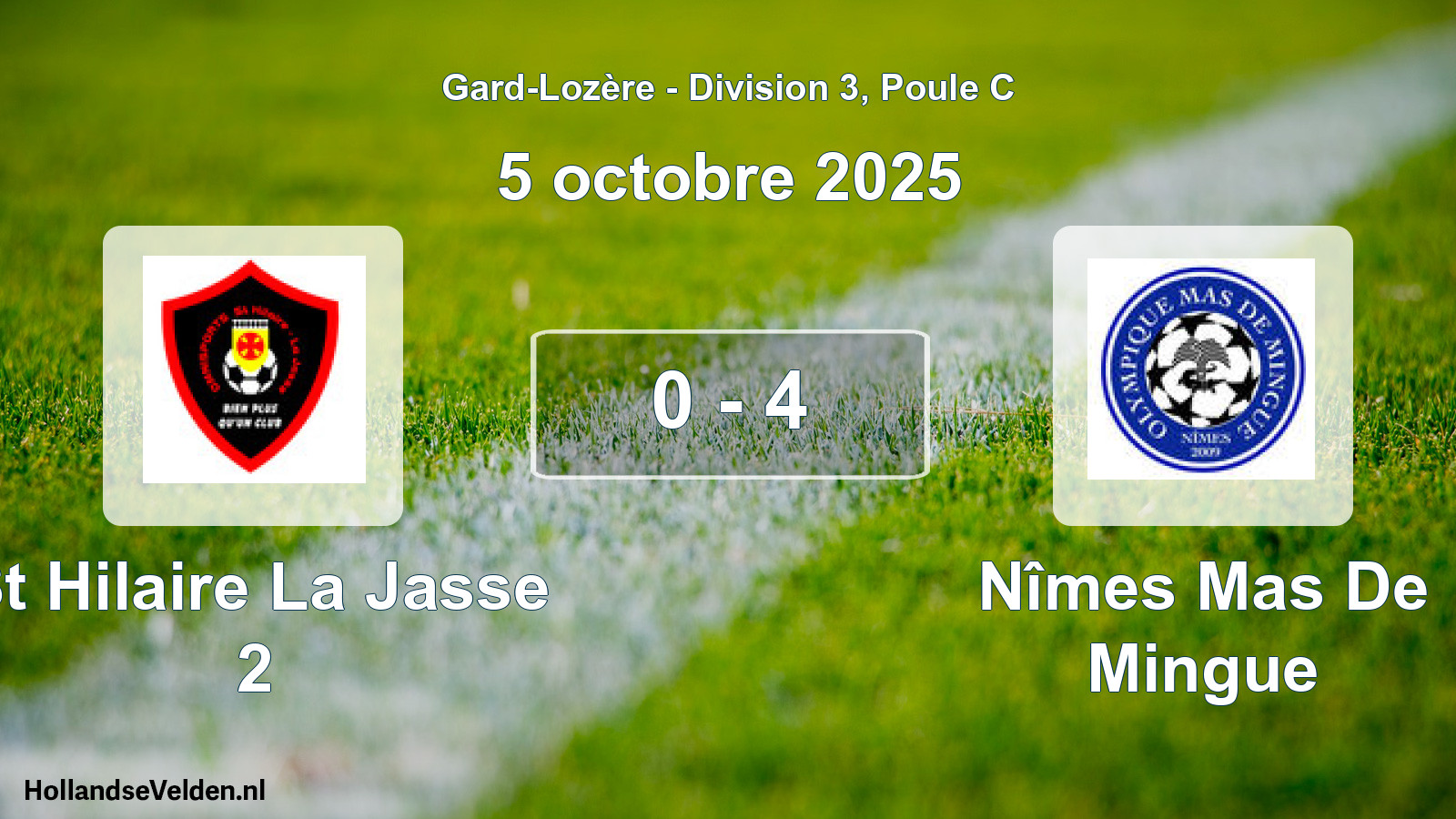 Gespeelde wedstrijd: St Hilaire La Jasse 2 - Nîmes Mas De Mingue 0 - 4 (5 oktober 2025)