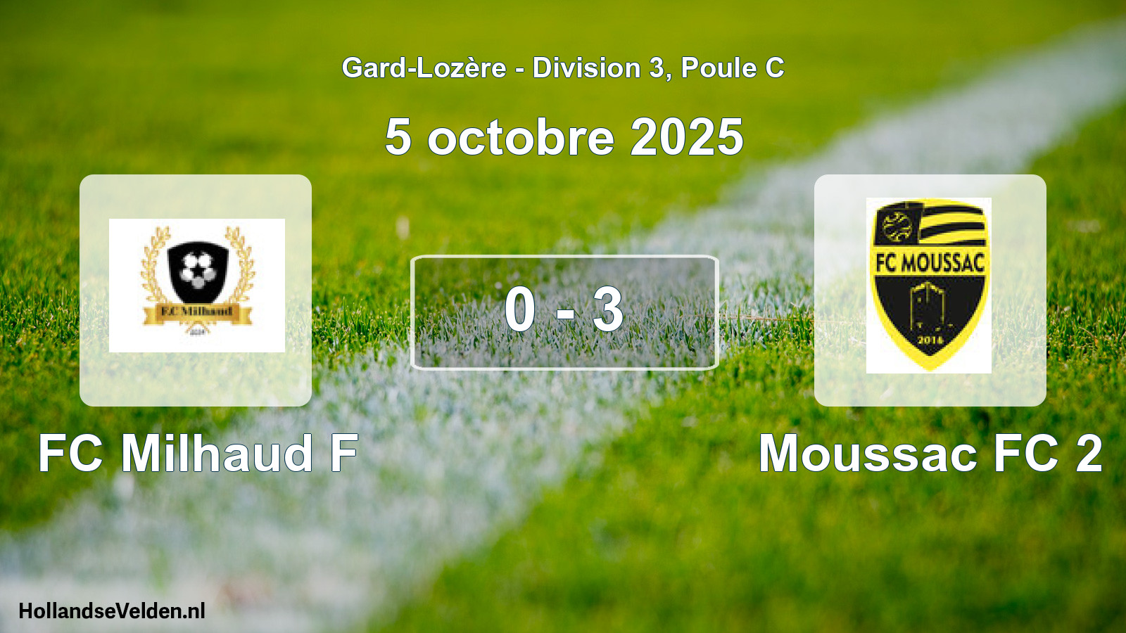 Total number of matches played: FC Milhaud F - Moussac FC 2 0 - 3 (5 October 2025)