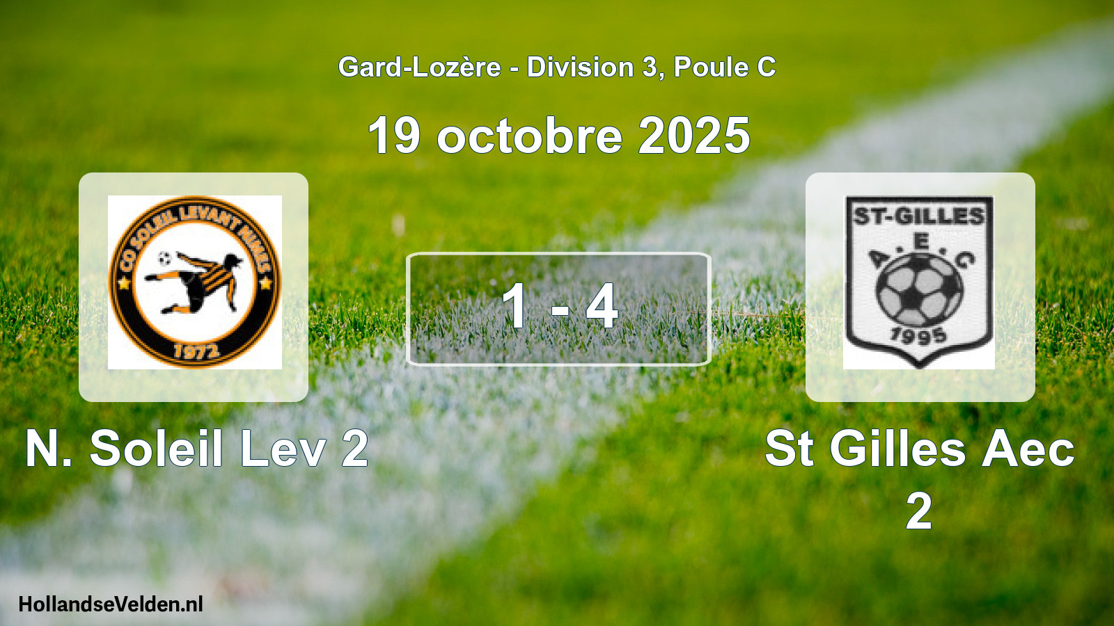 Total number of matches played: N. Soleil Lev 2 - St Gilles Aec 2 1 - 4 (19 October 2025)