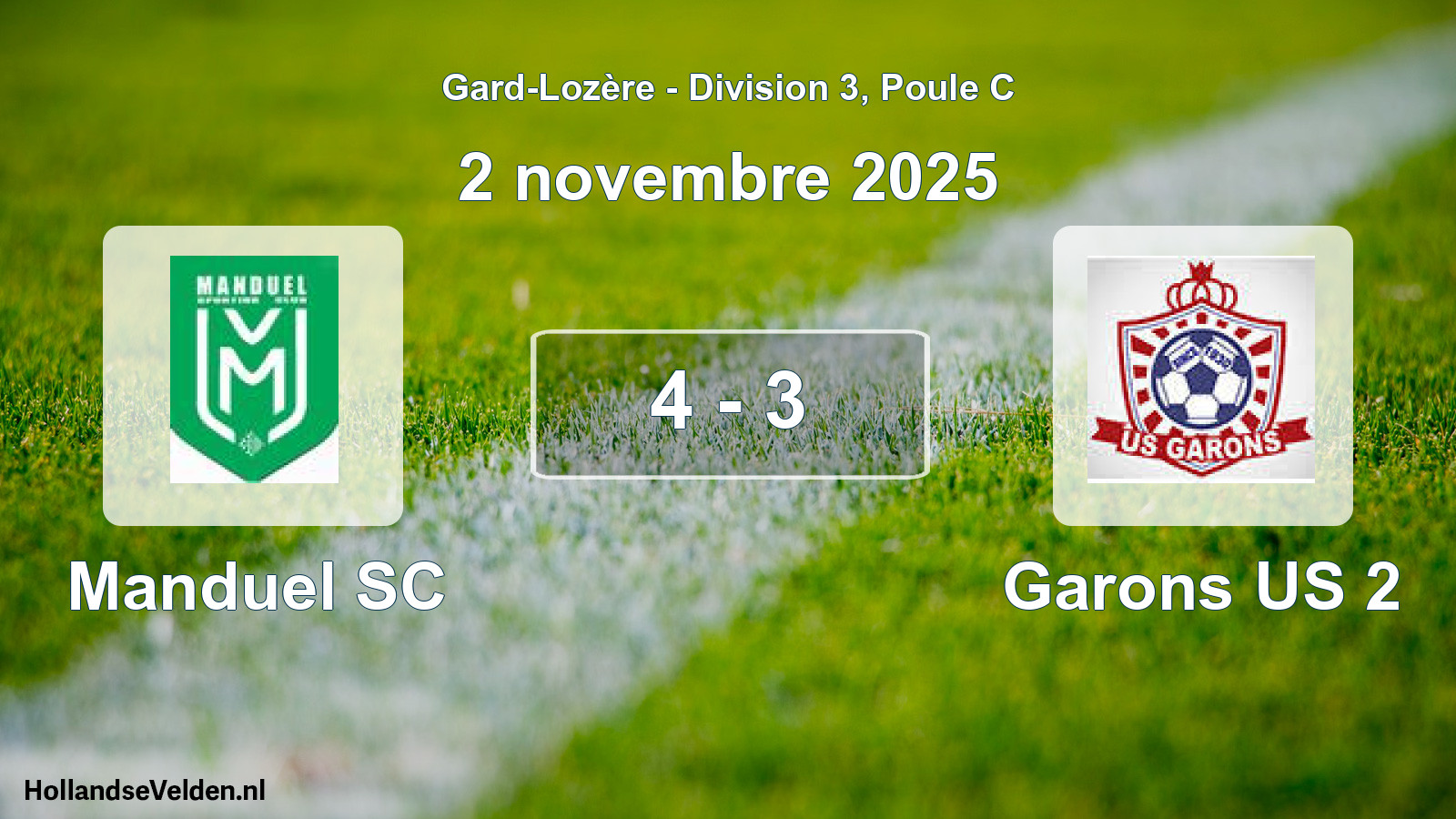 Total number of matches played: Manduel SC - Garons US 2 4 - 3 (2 November 2025)