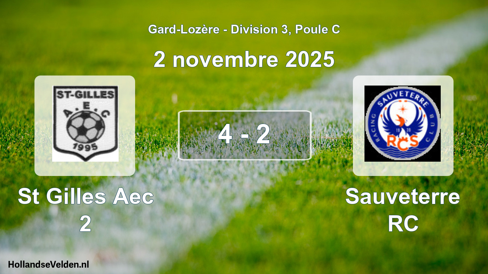 Match joué: St Gilles Aec 2 - Sauveterre RC 4 - 2 (2 novembre 2025)