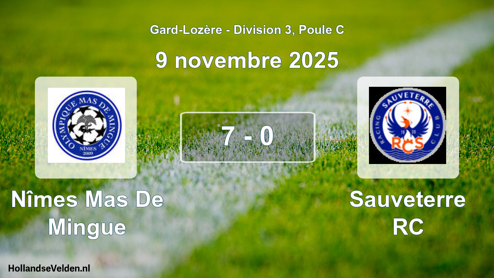 Gespeelde wedstrijd: Nîmes Mas De Mingue - Sauveterre RC 7 - 0 (9 november 2025)