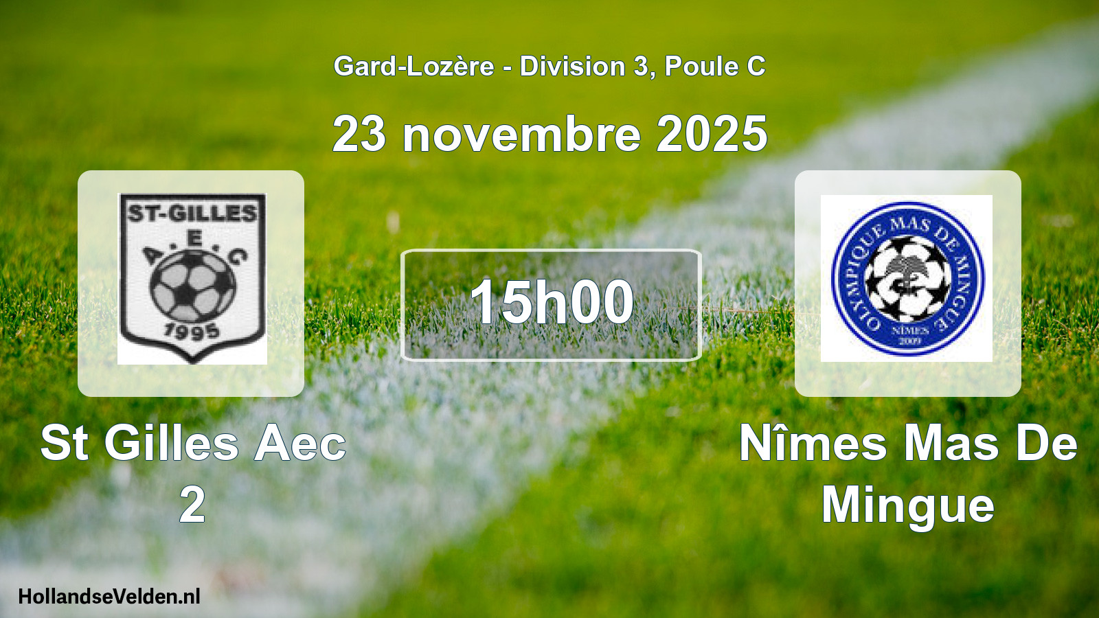 Match programmé: St Gilles Aec 2 - Nîmes Mas De Mingue (23 novembre 2025)